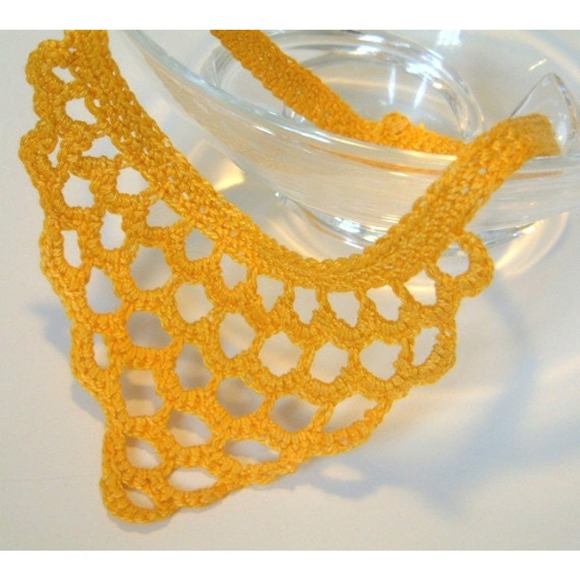 Thread Crochet Orange Chevron Necklace or Choker - Picture 4 of 5